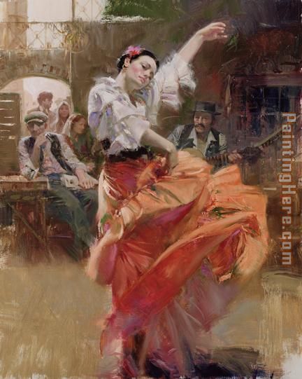 FLAMENCO IN RED painting - Pino FLAMENCO IN RED art painting